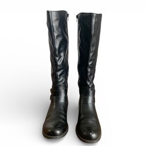 Style & Co Black Knee High Riding Boots Size 9M 17” Tall Buckle Zip Classic Fall